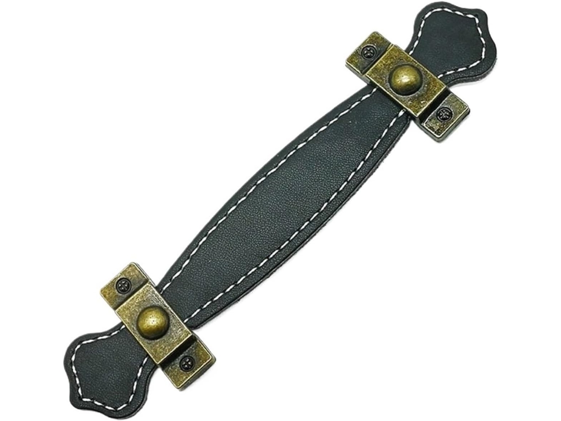 Puxadores De Gaveta Em Couro, Puxadores De Gaveta Em Couro, Liga De Zinco Pu, Marrom Preto, 96-128mm Preto, 96mm