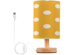 Abajur De Cabeceira Com Estampa Bolinhas, Portas De Carregaje USB C, Luminária De Mesa Cabeceira, Luminária De