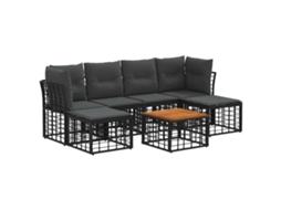 Vidaxl Conjunto de Sofás para Exterior 7 Pcs Preto e Cinza Escuro