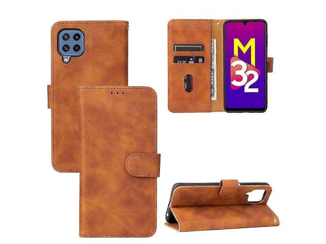 Capa Couro Para Samsung Galaxy M32, Preta, Elysve