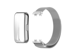 Capa Protetora De Tpu Com Cobertura Total, Pulseira De Metal Magnética Milanesa Para Huawei Band 10 / 9 / 8