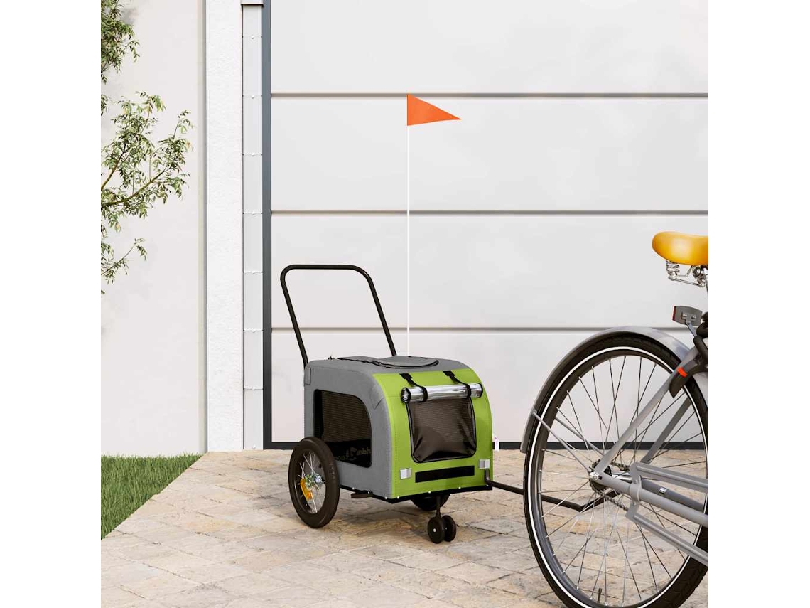 Vidaxl Atrelado De Bicicleta De Estimação Verde E Cinza