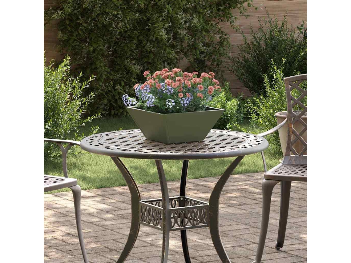 Vidaxl Vaso De Jardim Verde Oliva 35 X 35 X 15 Cm Aço Laminado A Frio