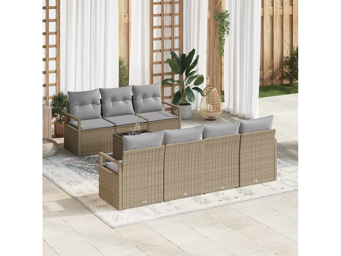 Vidaxl Conjunto De Sofás 8 Unid. 7-número De Lugares Bege E Cinza