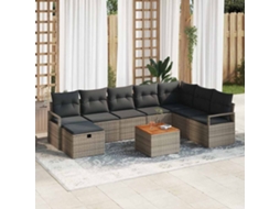 Vidaxl Conjunto De Sofá De Jardim 9 Unid. Cinzeto Rattan Sintético