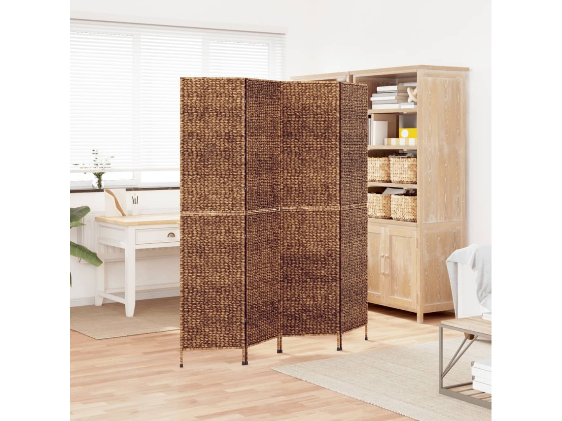 Vidaxl Biombo De 4 Painéis 163x180 Cm Jacinto De Água Castanho