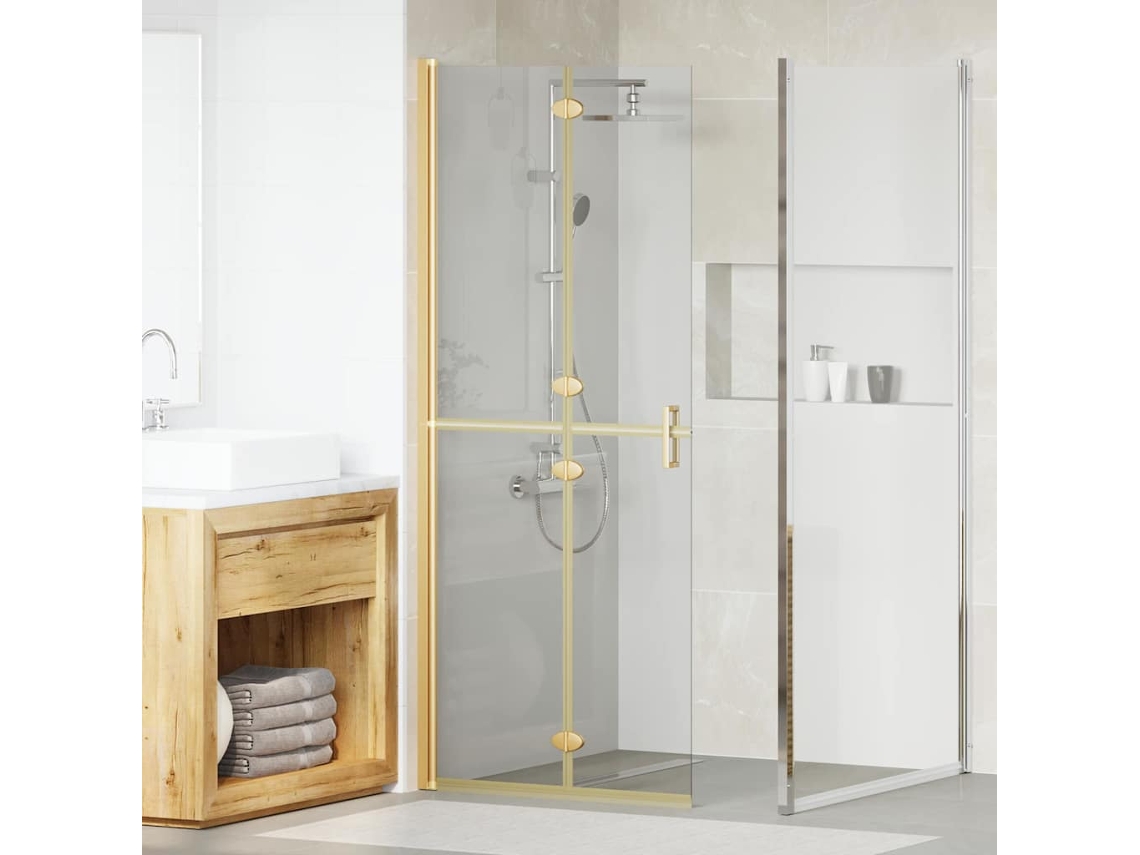 Vidaxl Parede De Chuveiro Walk-in Ouro 80 X 6,5 X 190 Cm