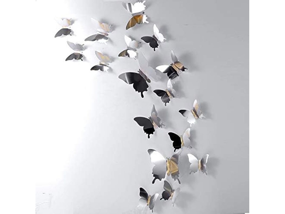 Adesivos de Parede Borboleta 3d Espelhados 48 Peças S/MARCA