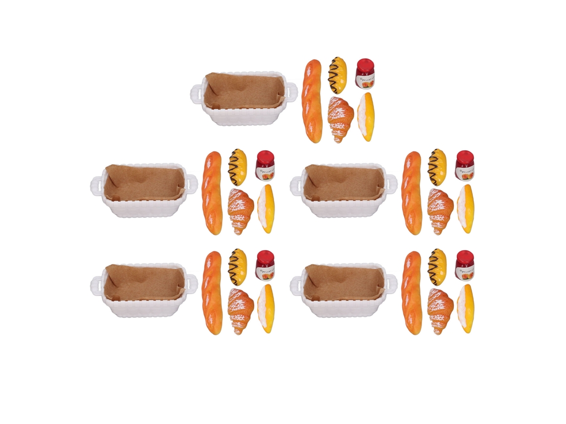 Mali 5 Conjuntos Miniaturas Comida Casinha Boneca Pão Garrafa Ketchup Brinquedos 1:12