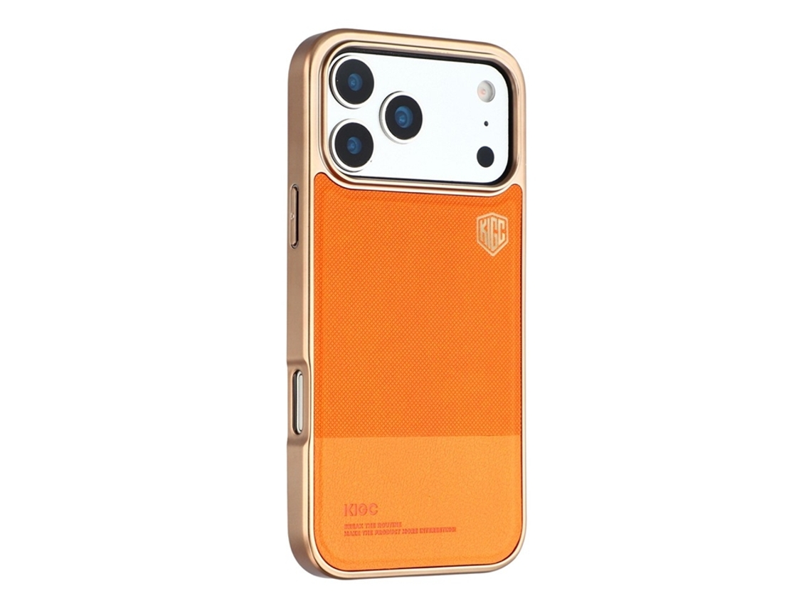 Capa Kigc Para Iphone 17 Pro Com Revestimento Eletrolítico Em Pc Tpu Pu - Laranja