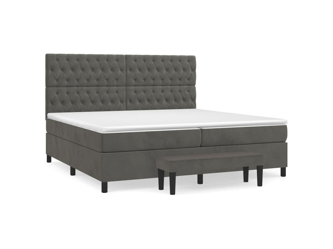 Cama com Molas e Colchão Veludo Cinzento Escuro MAISON EXCLUSIVE (200x200 cm)