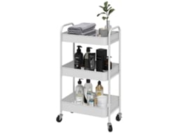 Carrinho multiuso com 3 prateleiras, rodas, 45x30,6x79cm, branco, ORBITRA COMMERCE
