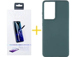 Capa e Película de Vidro Samsung S21 Ultra ACCETEL Silicone Líquido Verde