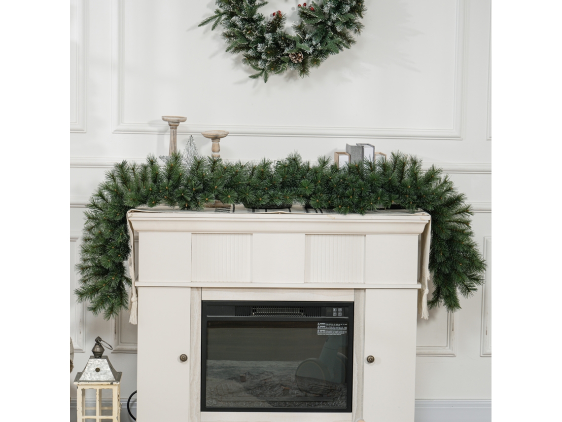 Guirlanda De Natal Artificial 1,8m, 160 Pontas, Para Escadas E Lareira, Decoração Festiva Verde, Estilo Pinheiro.