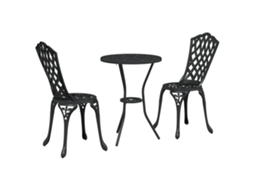 Conjunto 3 Conjunto De Móveis De Jardim Vidaxl Preto Alumínio (53 X 53 X 70,5 Cm)