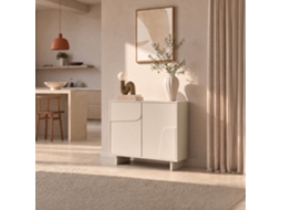 Aparador Flora Bege De 80 Cm Com 2 Portas E Acabamento Em Melamina.