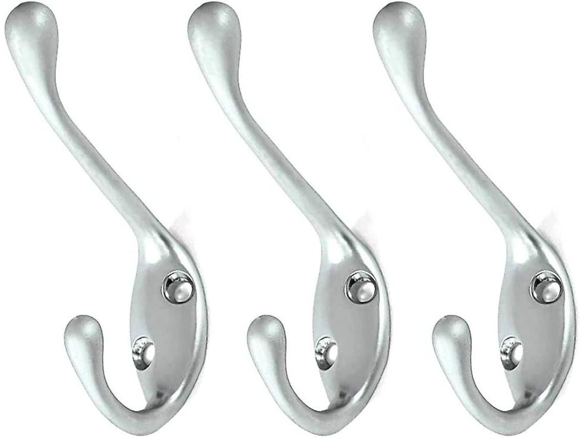Ganchos De Parede, Conjunto Com Conjunto De 3 Ganchos Duplos De Metal Para Casacos