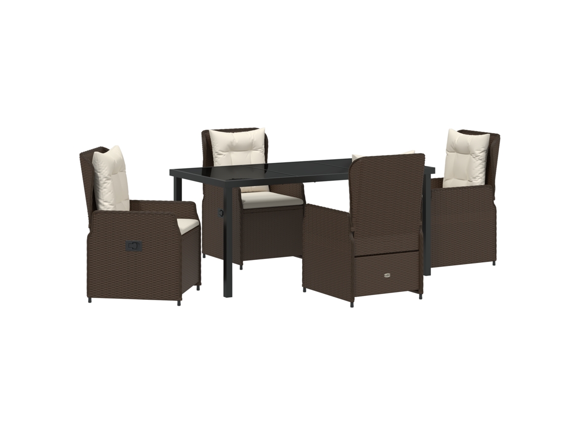 Conjunto 5 De Jantar Vidaxl Marrom Poliéster Rattan