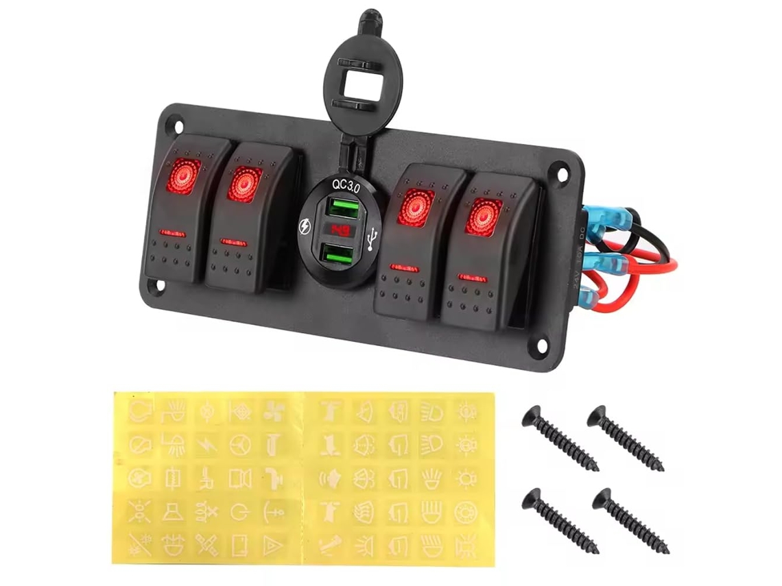 Voltímetro Digital Led Com Duas Portas Usb De 12-24 V