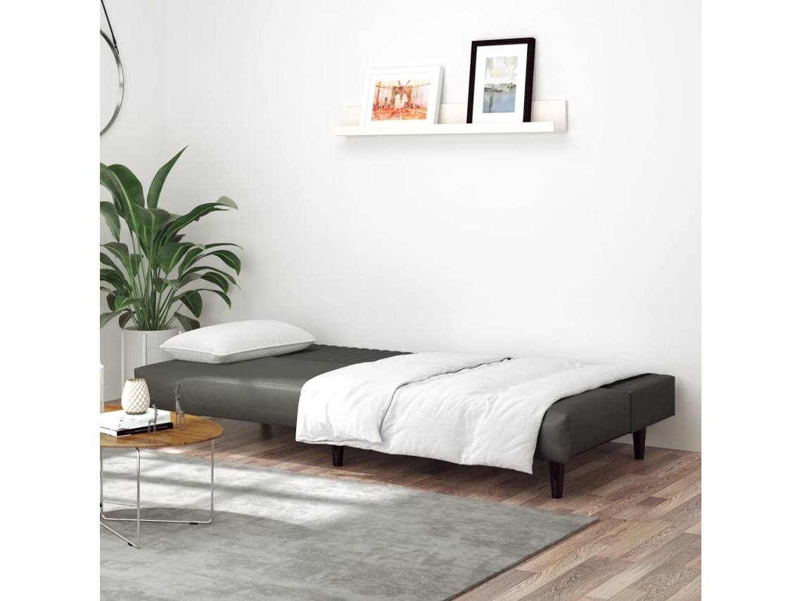 Sofá cama de 2 Lugares Couro Artificial Cinzento SYFAX