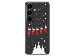 Capa Tkdaddy Para Samsung Galaxy S25 Com Estampa De Meias De Natal E Bordas Retas Em Tpu, Preta