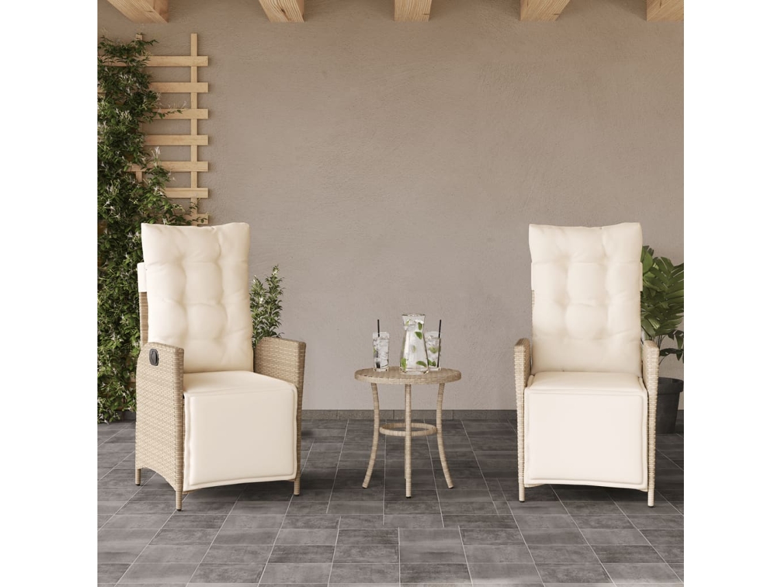 Reclining Garden Chair, Reclining Garden Chairs Vidaxl Bege Rattan / Vime (n/a)