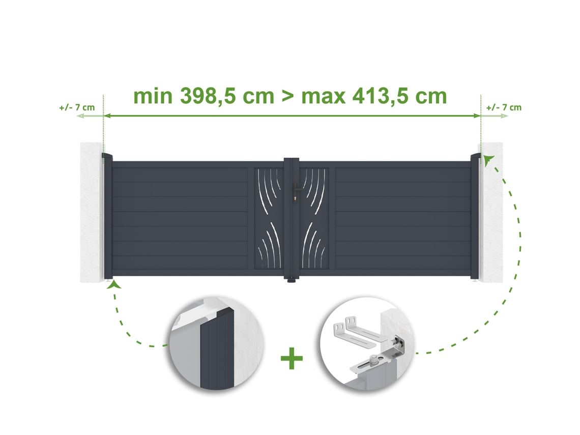 Portão Basculante Ajustável Com Largura De 4m Veleta H.120cm Alumínio Cinza Casanoov