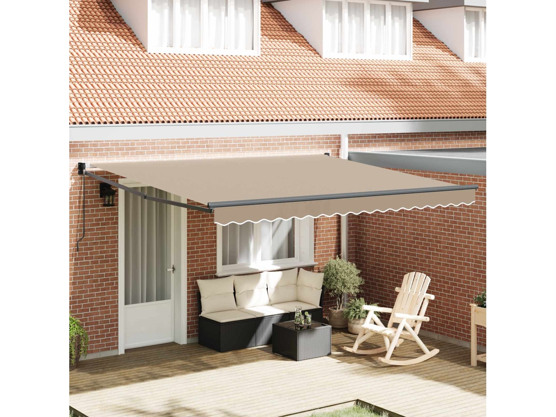 Vidaxl Toldo Retrátil Bege 400 × 300 Cm 100% Poliéster E Alumínio