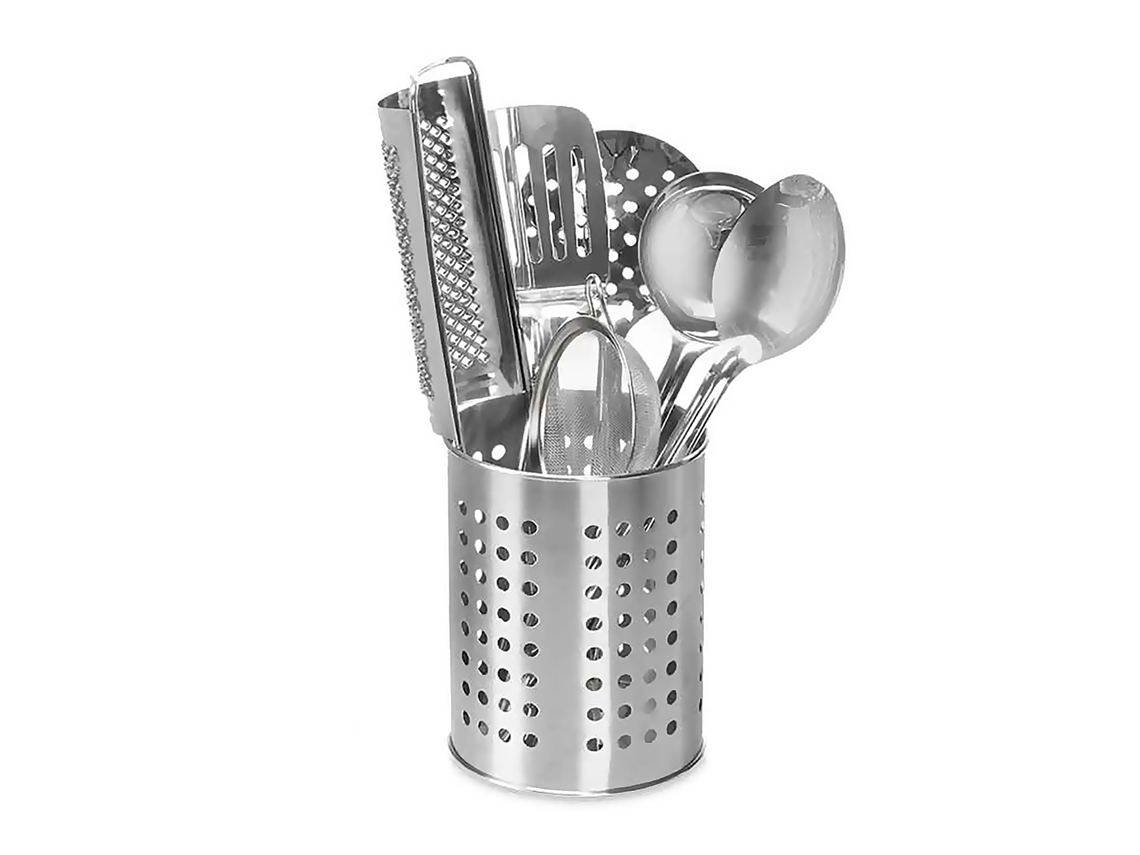 Conjunto de 7 Utensílios de Cozinha em Aço Inoxidável. DAM