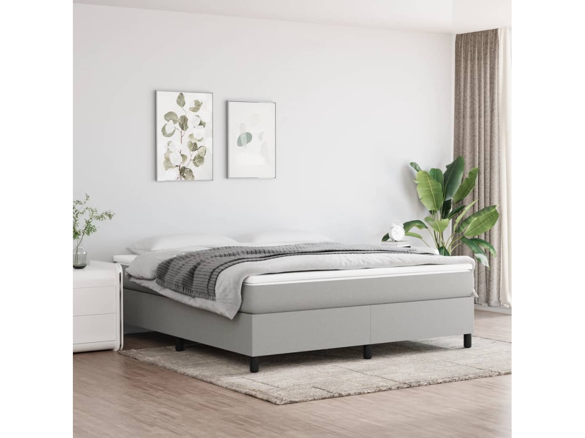 Vidaxl Cama Com Molas/colchão 180x200 Cm Tecido Cinzento-claro