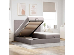 SYFAX™ Estrutura de Cama Otomana com Colchões Tecido Cinzento