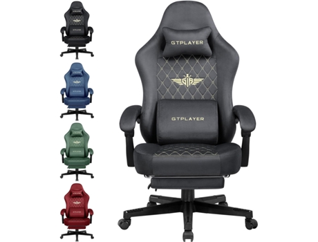 Cadeira Ergonómica para Jogos em Tecido Cadeira GTPLAYER para PC, Capacidade de Carga de 150 kg,Cinzento