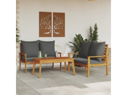 Vidaxl 3 Pcs Conjunto Lounge De Jardim C/ Almofadões Acácia Maciça
