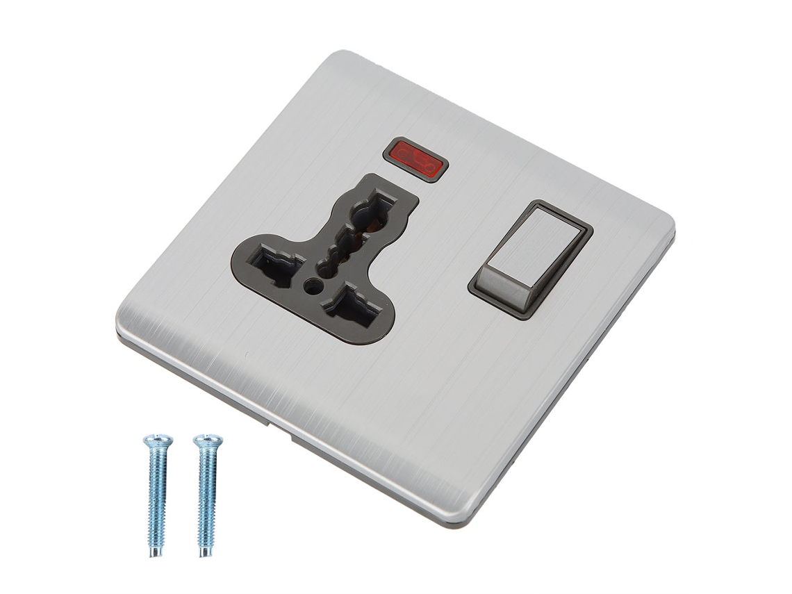Tomada Multifuncional De Parede Britânica Com 3 Tomadas E Luz Indicadora - Laxiscreed