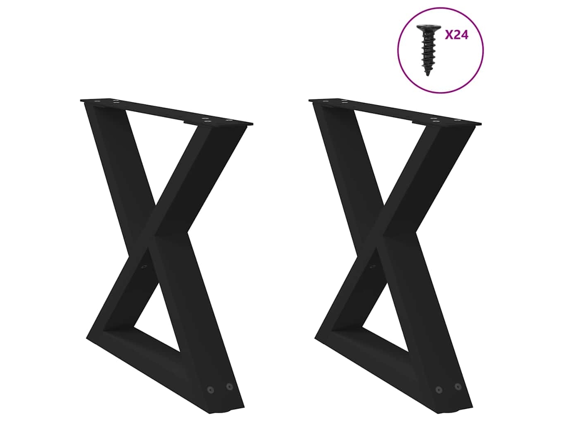 Vidaxl Pés Para Mesa De Centro 2 Peças Preto 60x(42-43,3) Cm Aço