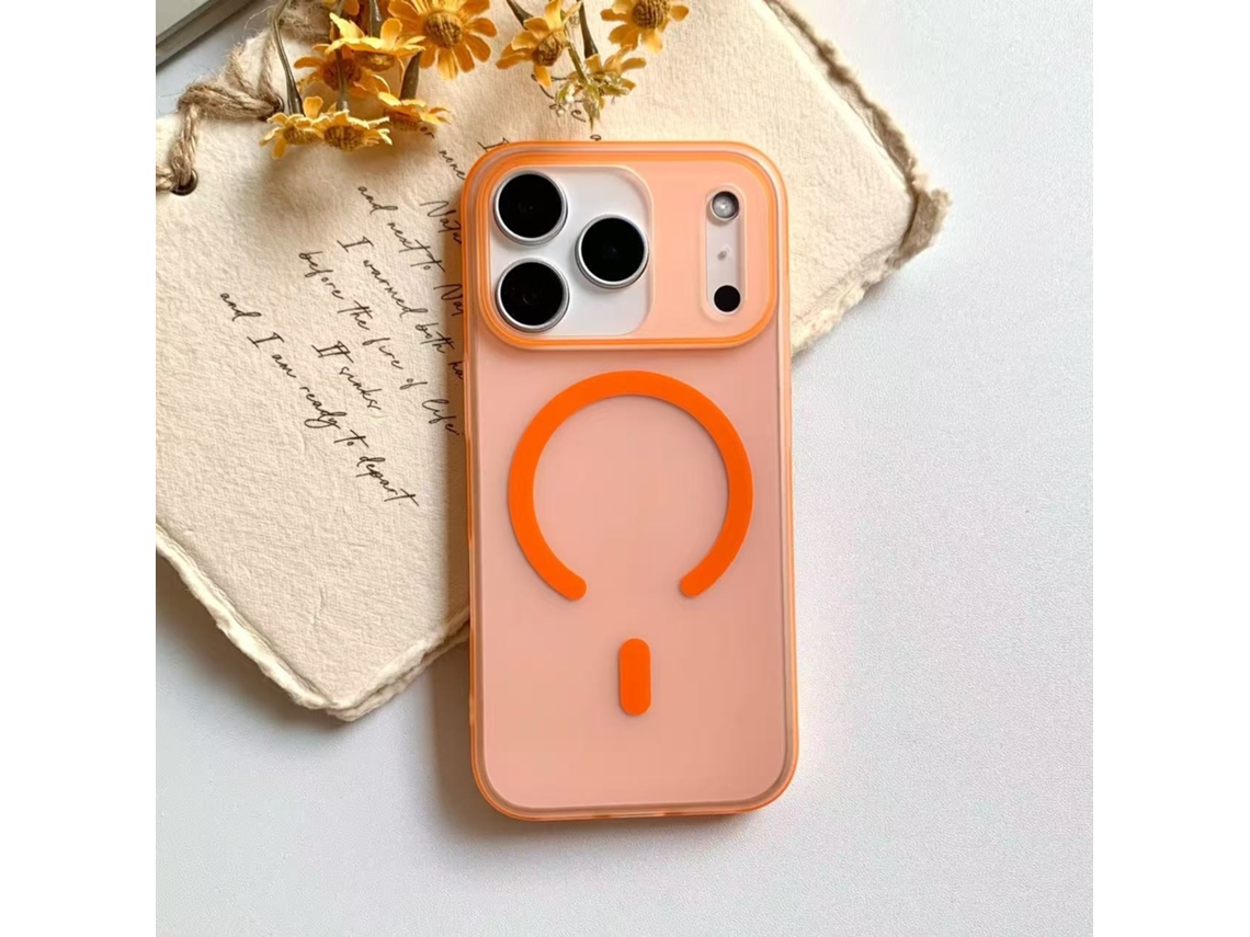 Capa Para Iphone 17 Air Laranja Ultrafina Magnética Com Acabamento Fosco