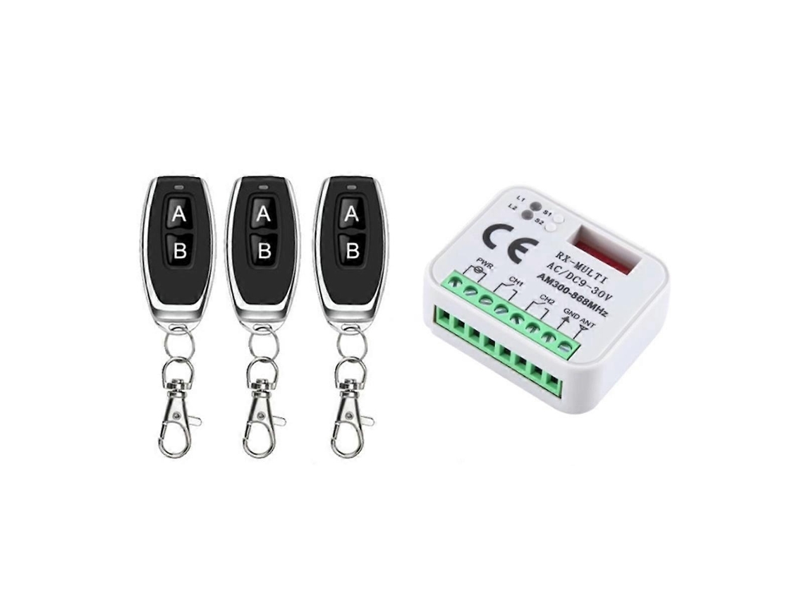 Lurelia Interruptor Universal Para Abertura De Porta De Garagem Com 3 Comandos Remotos Rx Multifrequenciais, Receptor 300-868 Mhz, 9