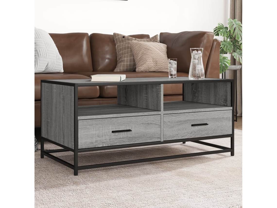 Vidaxl Mesa De Centro 100x50x45cm Derivados Madeira/metal Cinza Sonoma