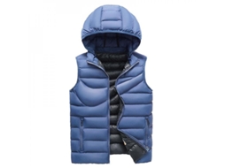 Colete acolchoado Rebe com mangas para homem com capuz removível e acabamento Dwr M azul