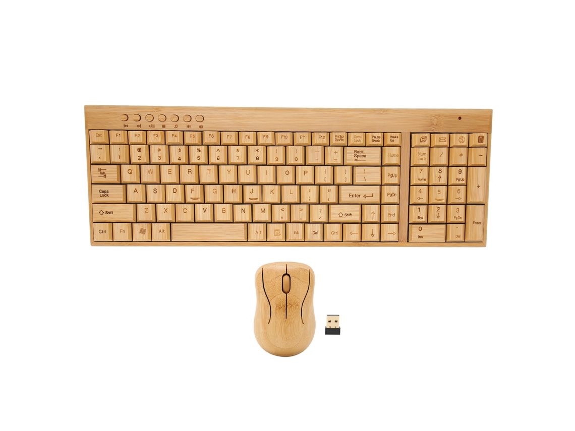 Teclado Bluetooth Bamboo, 2.4 Ghz, Plug and Play, para Controle de Computadora, Escritório | S/MARCA