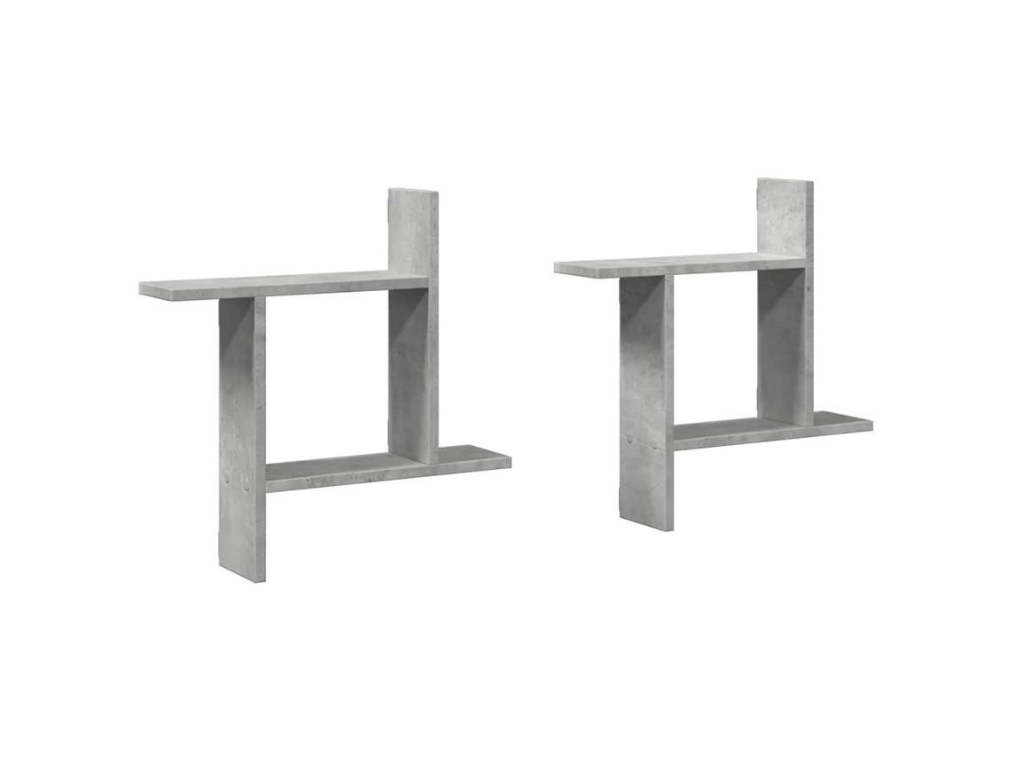 Conjunto de 2 Prateleiras de Parede Derivados de Madeira Cinza Cimento MAISON EXCLUSIVE