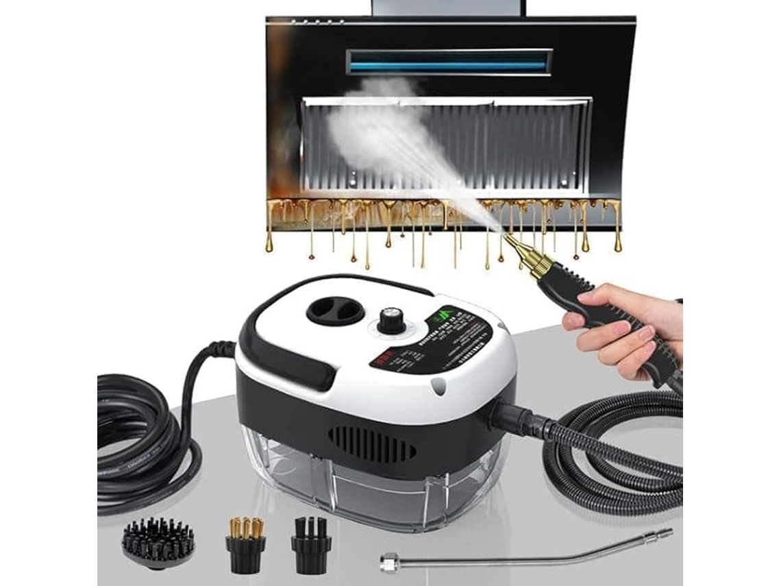 Limpador a Vapor Portátil de 2500 W com 3 Cabeças Escova e 6 Níveis Pressão BRILVIBERA