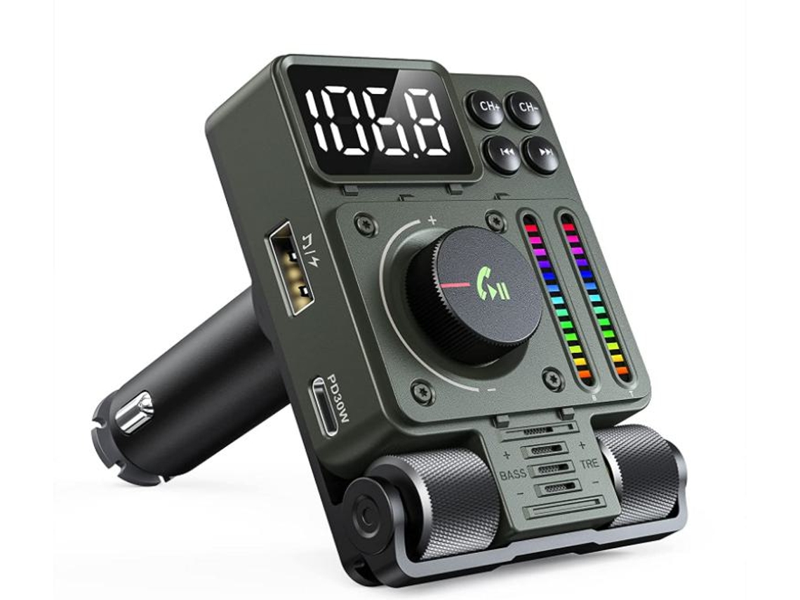 Transmissor Fm Bluetooth Yizhood Mt01 Pd30w Siri/google Preto