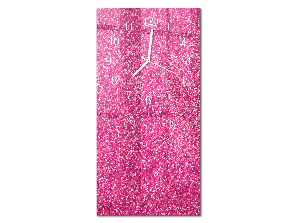 Relógio De Parede De Vidro Cor-de-rosa Espelharte (30x60 Cm)