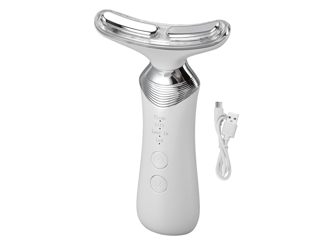 Dispositivo De Belleza Para Cuello Y Rostro Con Luz Led Colorida Microcorriente 4 Modos Antiarrugas Y Levantamiento