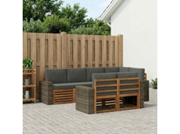 Vidaxl Conjunto De Sofá Sectional 7 Pcs Natural E Antracite