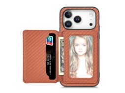 Capa Para Iphone 17 Pro - Fibra De Carbono Com Porta-cartões Magnético E Proteção Rfid.