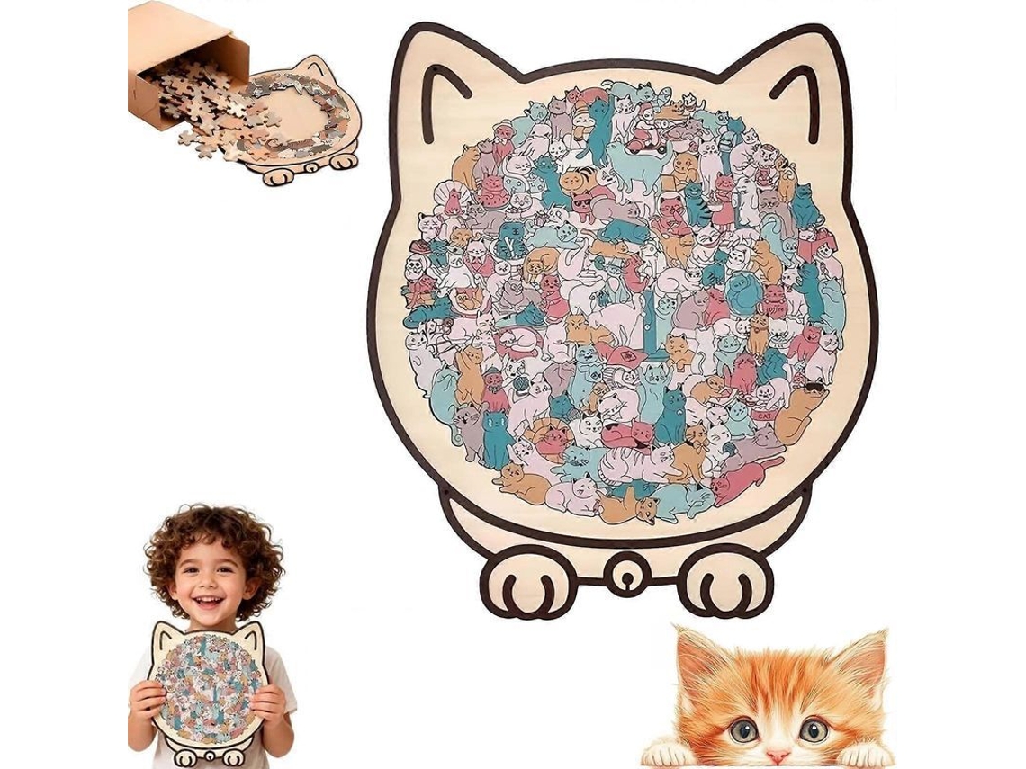 2026 quebra cabeça de Madeira em Forma de Gato com 135 Peças, Design Decorativo para Amantes de Gatos e Presente