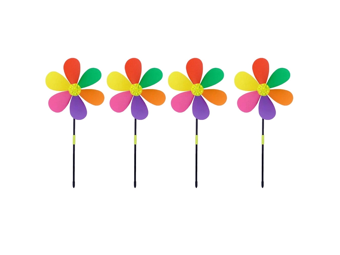 6 Molinillos De Viento De Pvc Coloridos