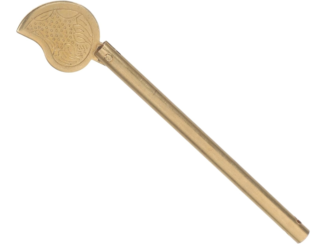 Fechadura De Porta Em Cobre Antigo Com Chave Formato Folha Armário